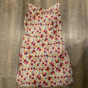 Floral Mini Dress - Pink and Orange